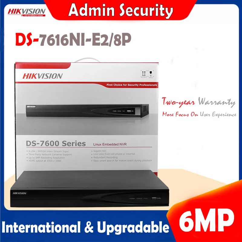 Hikvision бесплатная доставка в наличии DS-7616NI-E2/8 P 8CH NVR 2SATA сетевой видеорегистратор