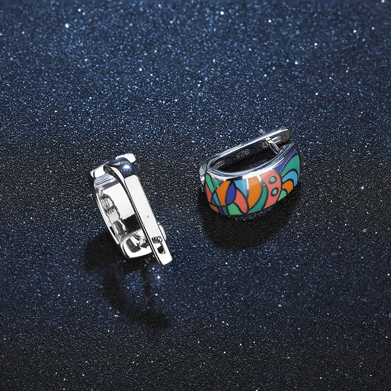 Женские серьги гвоздики из серебра 925 пробы с эмалью|Серьги-гвоздики| |