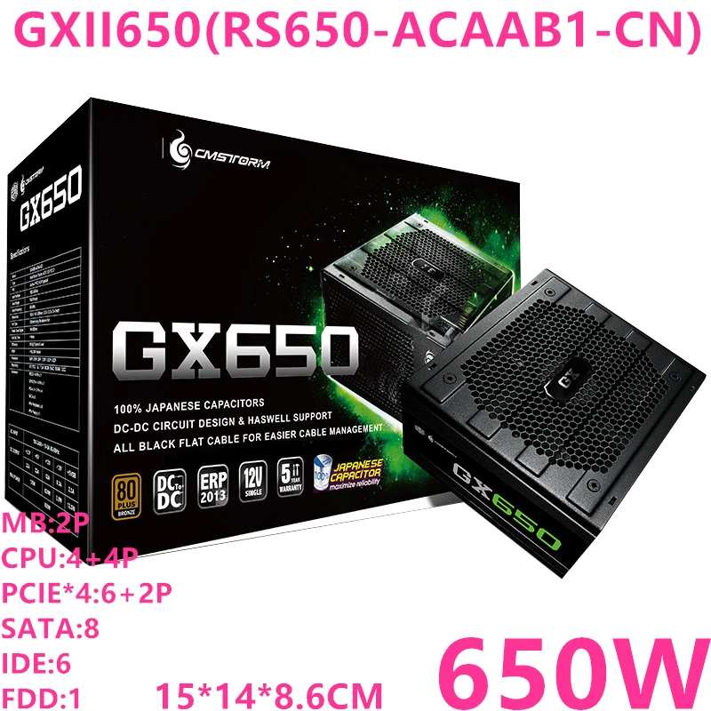 

New PSU For Cooler Master Brand GX650 ATX 80plus Bronze Silent Game Power Supply 650W Power Supply GXII650(RS650-ACAAB1-CN)