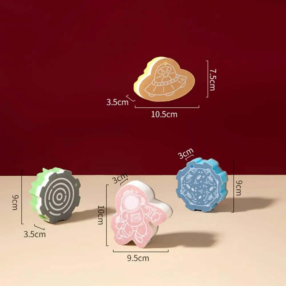 

4Pcs Cartoon Decontamination Dishwashing Sponge Scouring Pad Household Kitchen Cleaner Cleaning Cloth Accessory Items