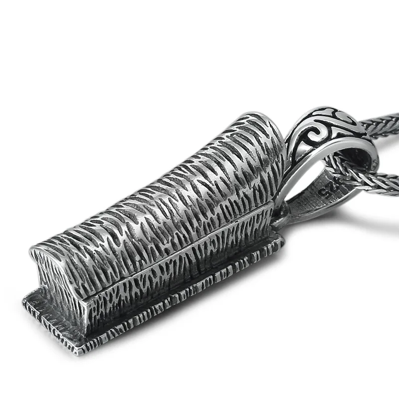 

Genuine 925 Sterling Silver Trend Personality Coffin Necklace Pendant For Men and Women Antique Silver Jewelry