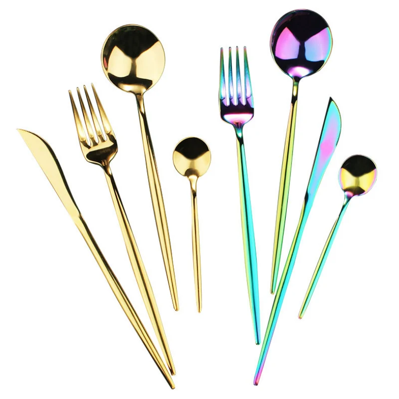 Ins чистая красная 304 нержавеющая сталь столовые приборы Блестящий Западный