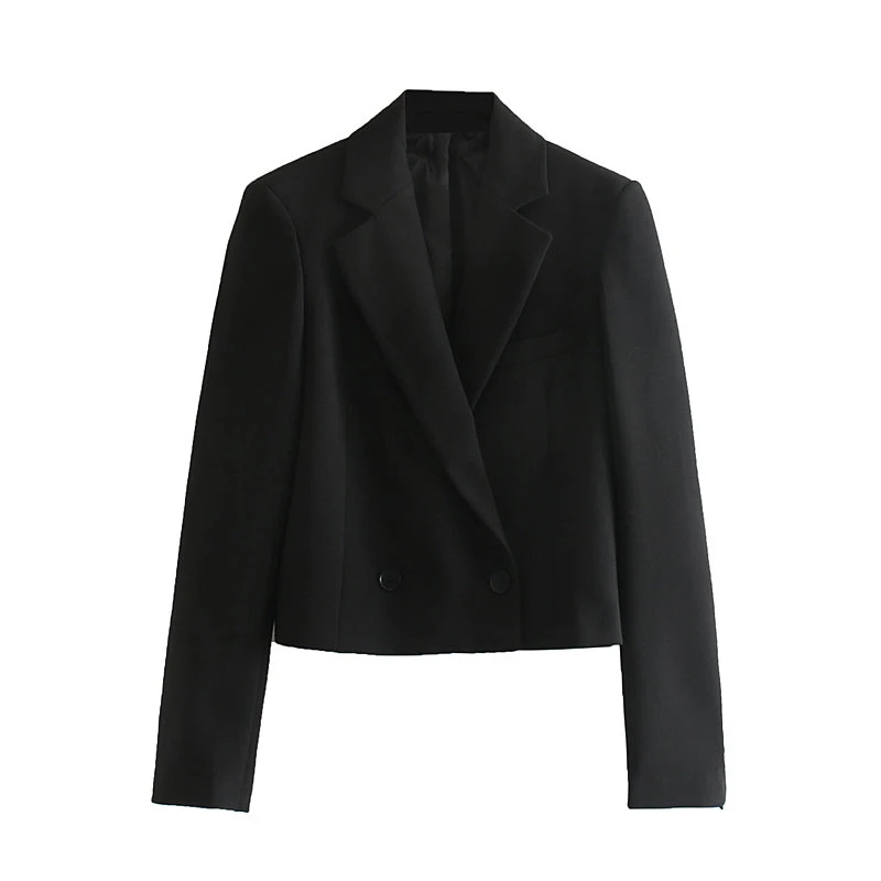 Женский костюм для отдыха осенний однотонный двубортный короткий костюм|Женские