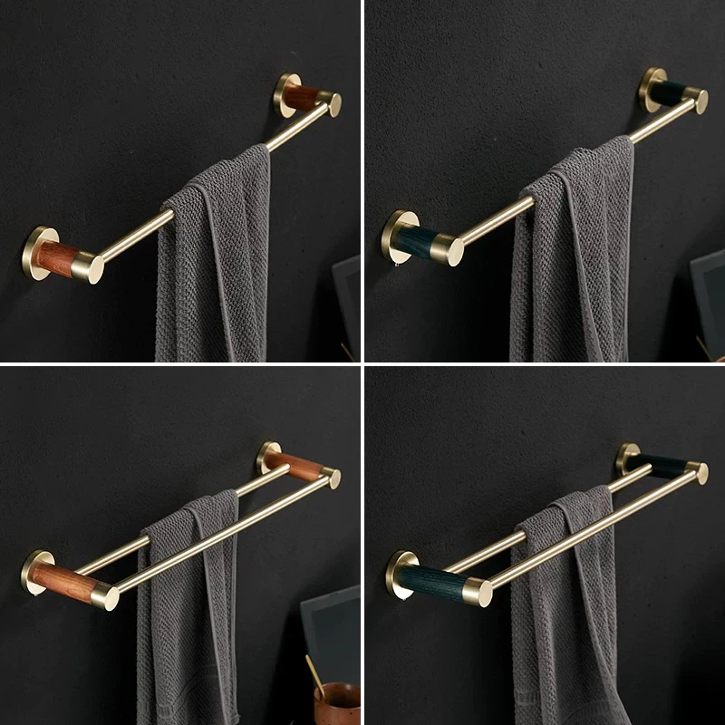 

Light luxury brass gold brush OAK towel rack toilet towel shelf bathroom towel rack single and double towel holder shelf