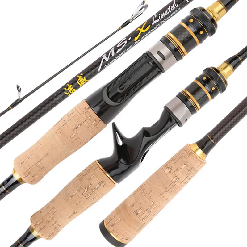 

1.65m/1.8m Carbon Baitcasting Fishing Rod spinning M/MH Power Lure Casting Fishing Rod Travel Lure Wt.10-30g Spinning Rod