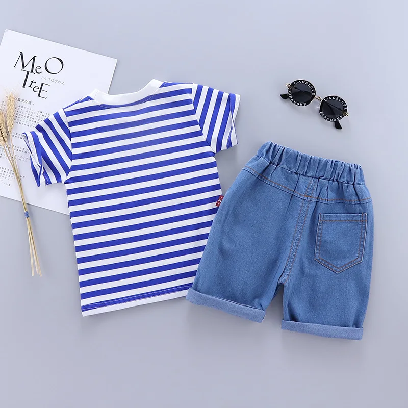 

2021 Summer Fashion 0-4Years Infant Baby Boys Clothes Set Toddler Girls Letter Striped T-shirt+Shorts Kids Outfits Baby Clothing
