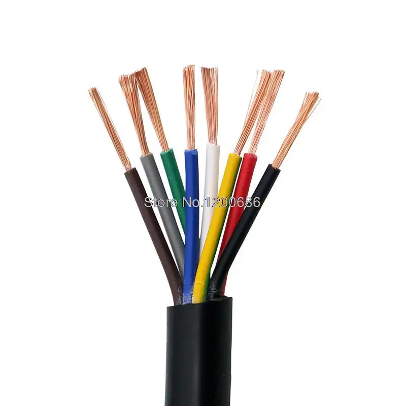 

1M 1Meter PVC multi-core cable black 22AWG 0.3MM RVV 2/3/4/5/6/7/8/10/12/14/16/20/24 core control signal line copper wire