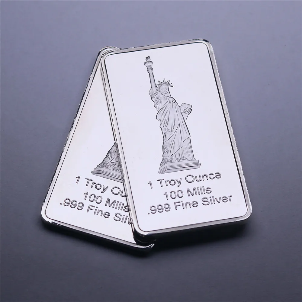 

USA Eagle Statue of Liberty Commemorative Coins United State Rectangle Silver Souvenir Medallion Token Bar