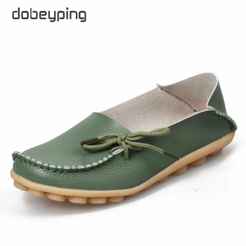 Army Green Новые женские мокасины на плоской подошве г. Осенние женские лоферы женская обувь из натуральной кожи женские Балетки без застежки с бантом Размер 35-44 - Цвет: Army Green