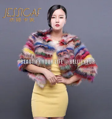 Женская Шуба и куртка из радужной расцветки уникальная приталенная Осенняя