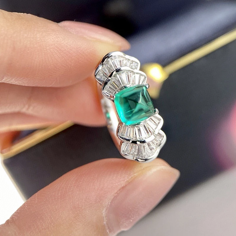 Кольцо Luomansi из серебра пробы с изумрудом карата женское ювелирное изделие s925