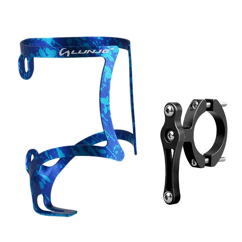 

LUNJE Bike Water Bottle Cage Set Aluminum Universal Bicycle Cup Holder with Bicycle Bottle Cage Adapter Mount for MTB Road Bike