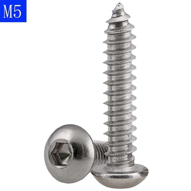 

Самонарезающие винты M5 ( 5 мм), нержавеющая сталь 304, A2, с шестигранной головкой