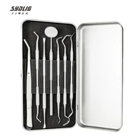 7pcbox dental mirror set sickle tartar scaler teeth pick spatula dental instruments dentist gift oral care tooth cleaning tools