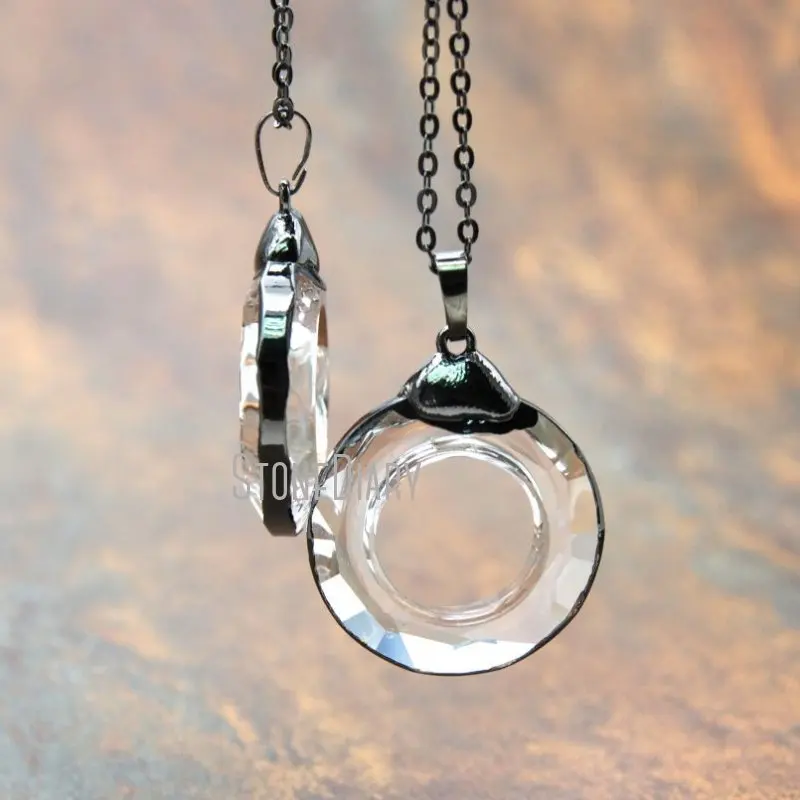 NM14702 10Pcs Glass Crystal Chains Necklaces Gun Black Plated Faceted Hoop 18inch-32inch | Украшения и аксессуары