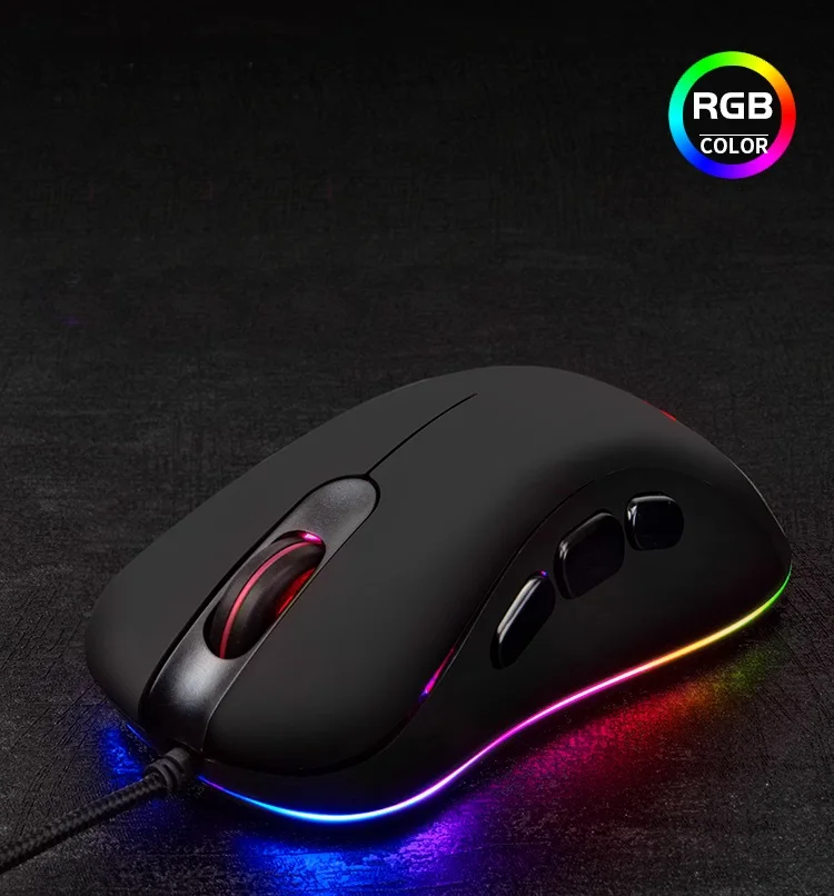 Эргономичная Проводная игровая мышь с RGB подсветкой 4000DPI Ajazz AJ118 Pro USB макро