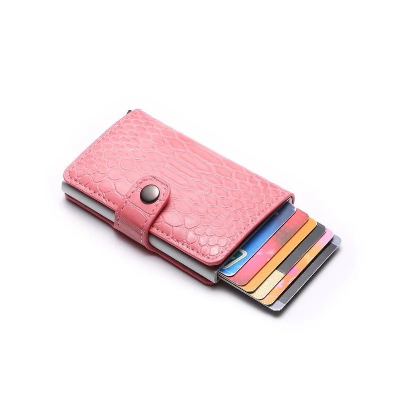 2021 Hot Style Aluminum Alloy Wallet Female Purse Rfid Python Pattern Card Holder Wallet Multi-card Women