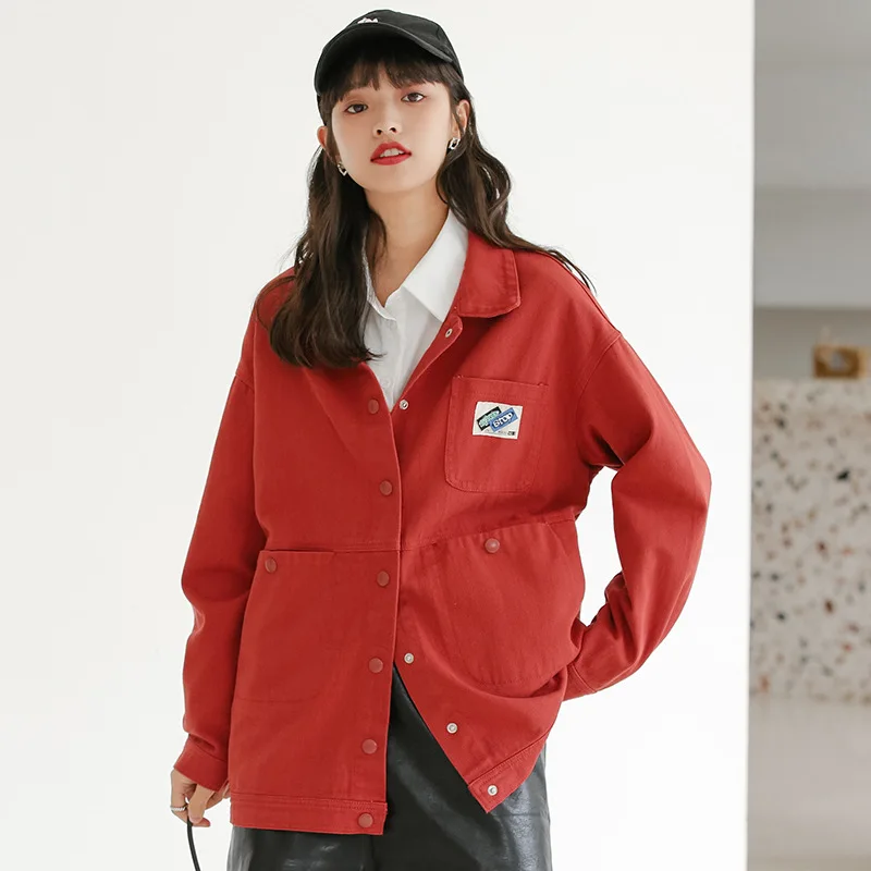 

Spring Autumn Coats And Jackets Women 2021 Fashion Casual Korean Cowboy Outerwear Jeans Female Loose Retro Yellow Denim Jacket