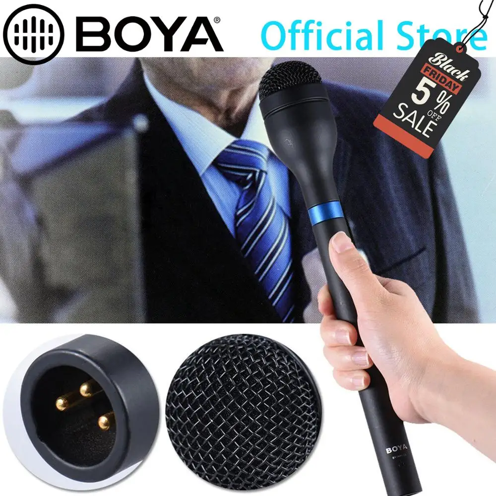 Новейший BOYA BY-HM100 Всенаправленный беспроводной портативный динамический микрофон XLR с длинной ручкой для интервью и сбора информации