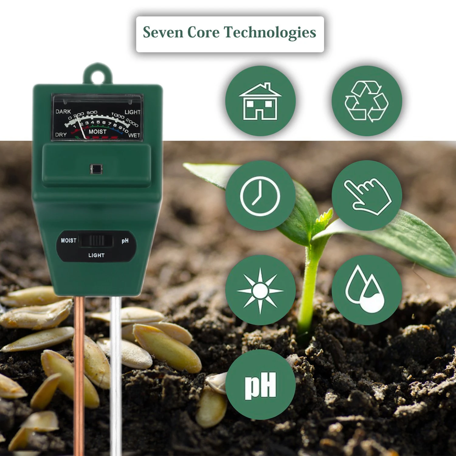 

3 in 1 Soil Meter Tester Moisture/ Light/ PH Tester Meter Analyzer for Garden Plant Flower Soil Instrument D30