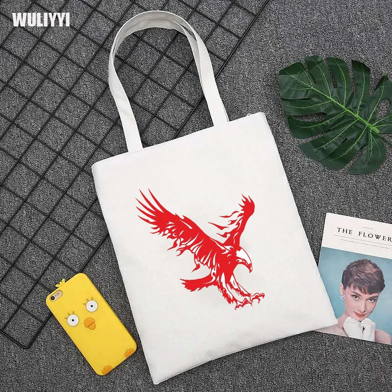 

Canvas Organizer Shopping Bag eagle printing kitchen accessories organizer Storage Environmental protection school bag 2020