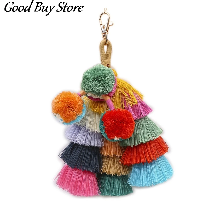 

Bohemia Tassels Hanging Rope Backpack Bags Decoration Hook Fringe Trim Beach Style Hook Hangings Ornament Keychain Pendant Hooks