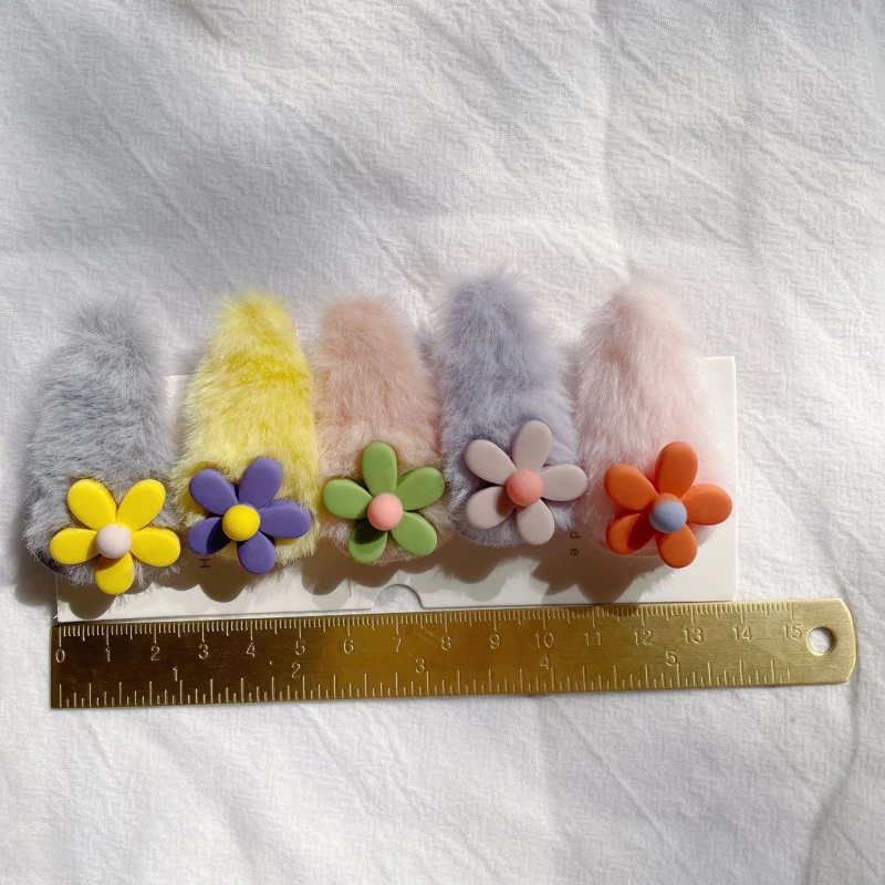 

5PCS/Set Winter New Girls Cute Cartoon Soft Plush Hairpins Kids Sweet Hair Clips Headband Barrettes Fashion Hair Accessories