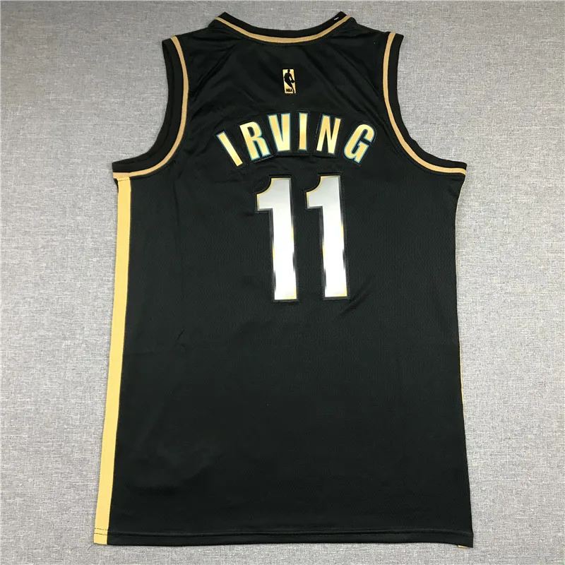 

Brooklyn Nets Basketball Jerseys NBA 11 Irving Black Gold Jersey V-neck New Style Clothing