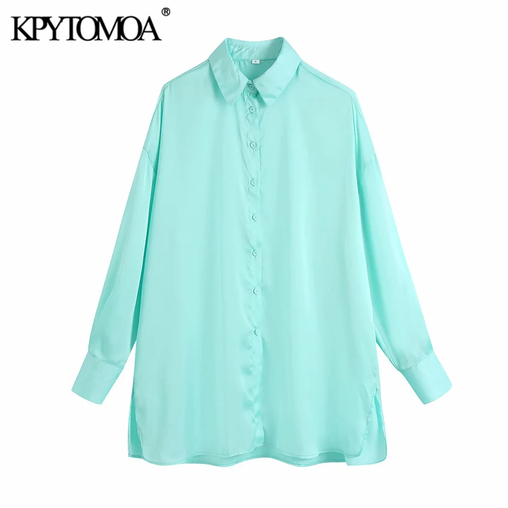

KPYTOMOA Женская мода 2021, большие размеры, мягкие на ощупь блузки, винтажные женские рубашки с длинным рукавом и пуговицами, шикарные топы