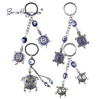 bristlegrass turkish blue evil eye rhinestone turtle tortoise key chain ring holder keychain amulet lucky charm blessing pendant