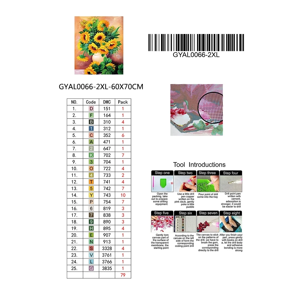 

5D Full Drill Diamond Painting Cross Stitch Sunflower Kits Art Decor Gifts