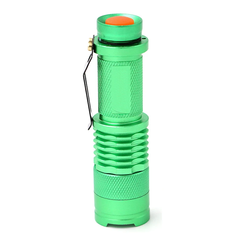 Green ZK20 мини-фонарик Q5 светодиодный фонарь AA/14500 Регулируемый зум водонепроницаемый наружный фонарь фонарик в виде авторучки Прямая поставка - Испускаемый цвет: Green
