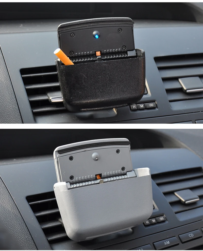 

LED Cigarette Smoke Remover Large Capacity Plastic Car Ashtray Universal Auto Car Air Outlet Ashtray Space-saving Car Ashtray
