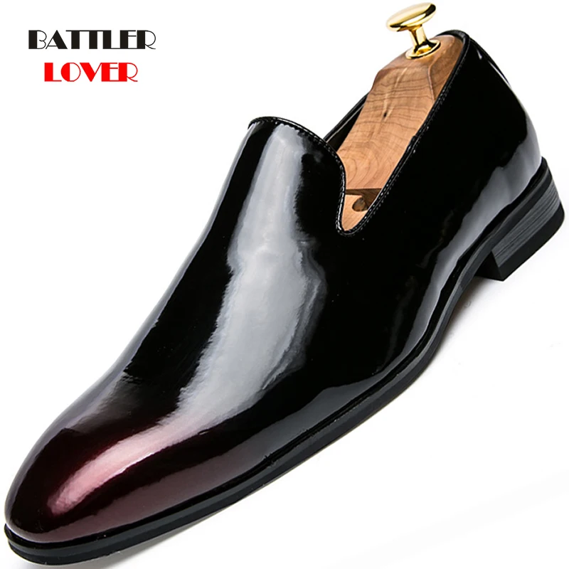 

2021 Men Bright Party Coiffeur Wedding Shoes Elegant Italian Brand Patent Leather Dress Shoes for Male Formal Dinner Footwear