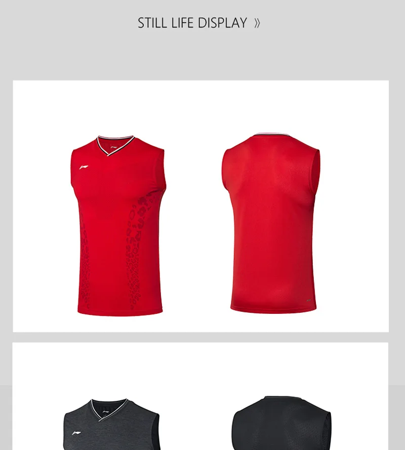 Li-Ning мужской костюм для соревнований по бадминтону футболки без рукавов на сухой дышащей подкладке спортивные майки AVSP473 MBJ127