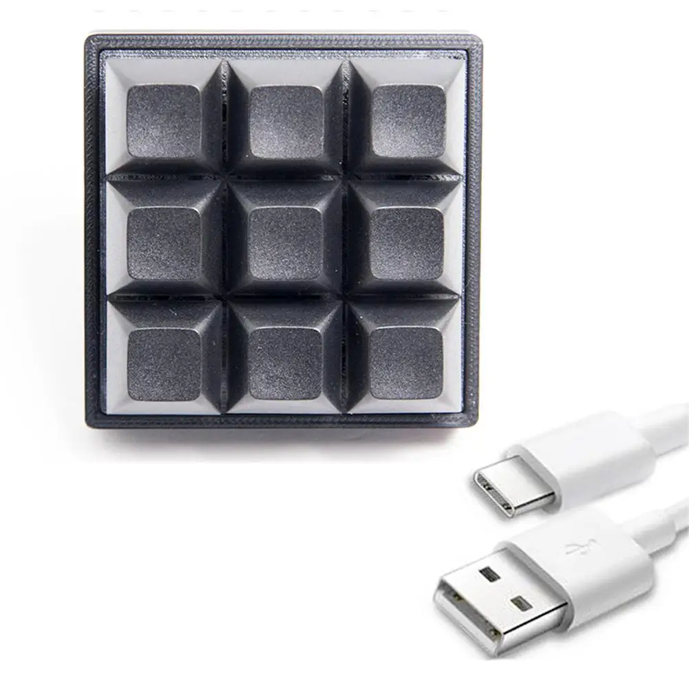 Механическая мини клавиатура с зеленой осью USB на Type C 9 клавиш одна клавиша макро