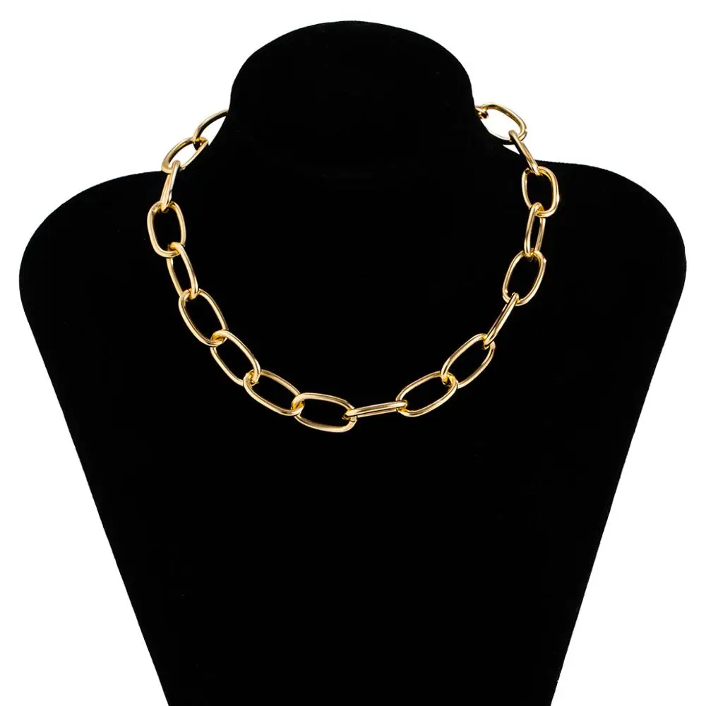 

High Quality Big Chain Choker Necklaces Women Collares Vintage Geometric Gold Color Circle Chunky Link Necklace Steampunk Men