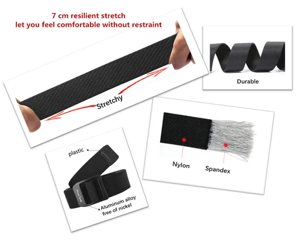 Мужской/женский эластичный нейлоновый ремень с пряжкой из алюминиевого сплава