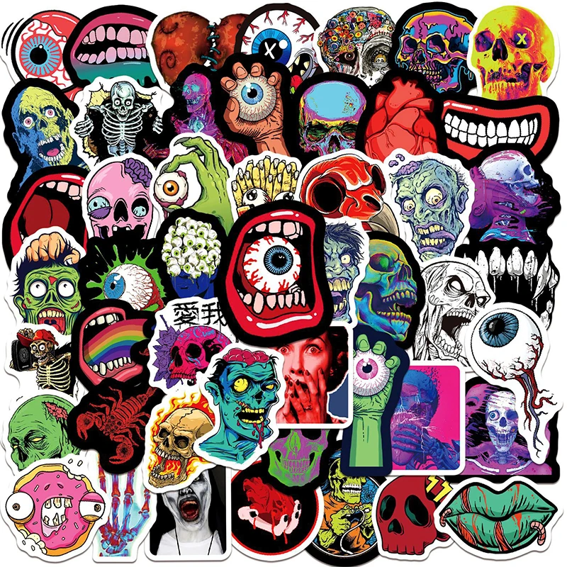 

50 Pieces Horror Theme Halloween Skull Eyeball Graffiti Stickers Laptop Helmet Pvc Custom For Kid Toys Notebooks Vampire Diaries
