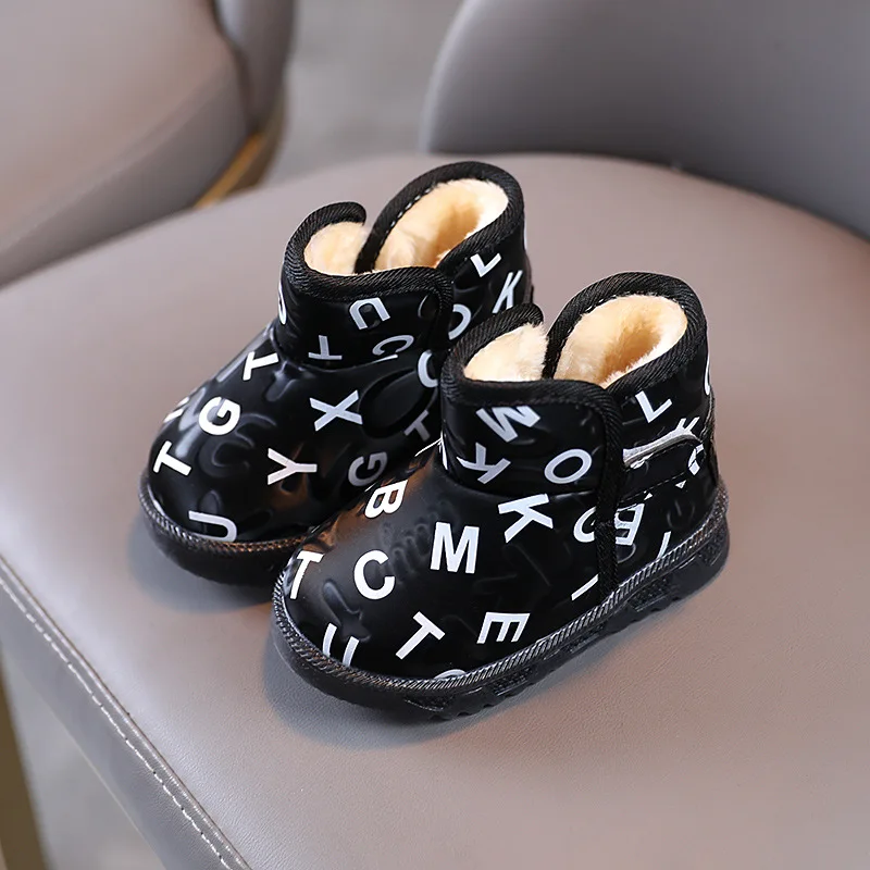 

Children Winter Shoes Baby Girl Waterproof Snow Shoes Thicken Warm Ankle Boys Boots Classic Casual Kids Shoes Print Plush Botas