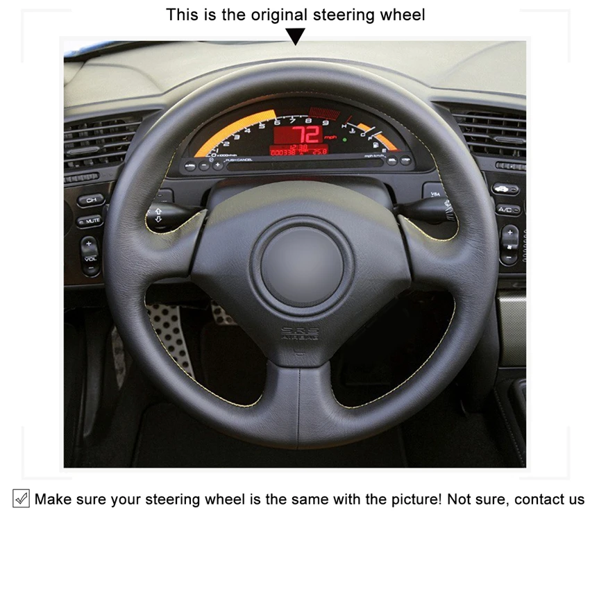 MEWANT черная замшевая накладка на руль из натуральной кожи для Honda S2000 2000 2008 Civic Si 2002