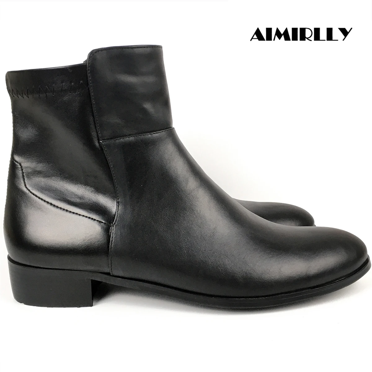 

Women's Shoes Round Toe Flat Ankle Boots Slip On Autumn Winter Casual Booties Female Foorwear Black Aimirlly