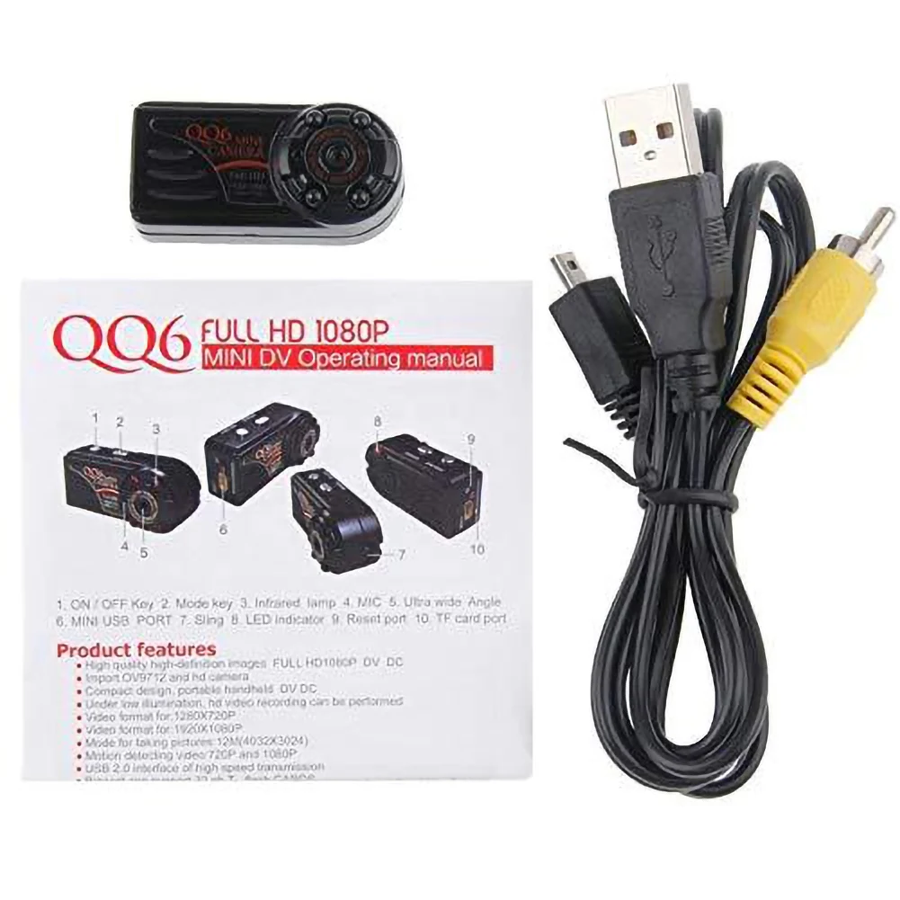 1080P Мини камера QQ6 ИК Ночное Видение датчик движения видео Full HD DV DVR видеокамеры