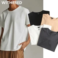 withered summer t shirt women england style simple solid o neck cotton match basic harajuku tshirt camisetas verano mujer 2021