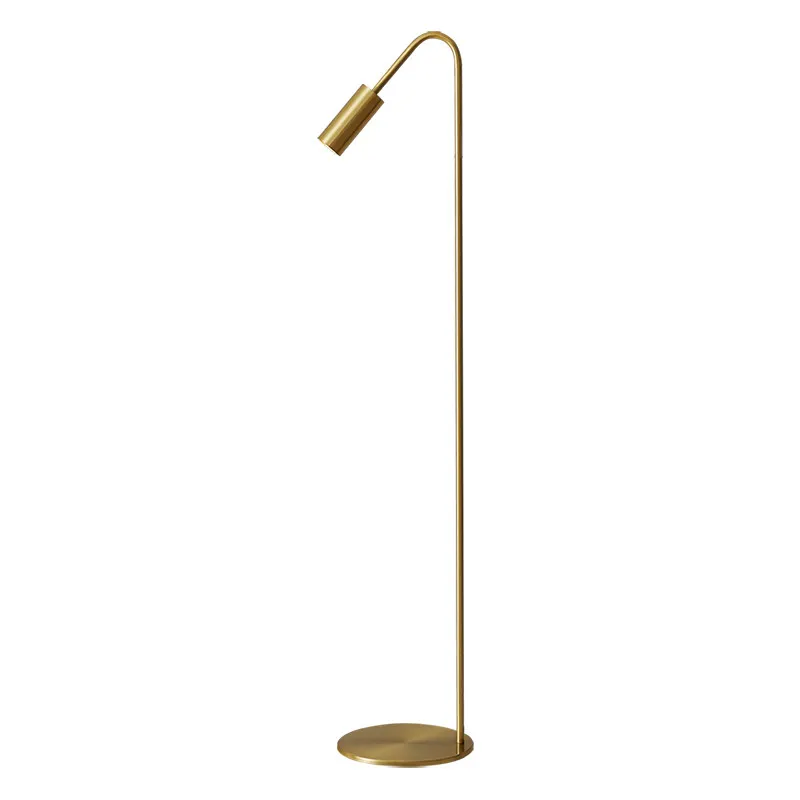 Luxury Real Brass Floor Lamp Minimalist Model Room Bedroom Store LED Standing Floor Lights Home Hotel Villa Decoration Lighting
