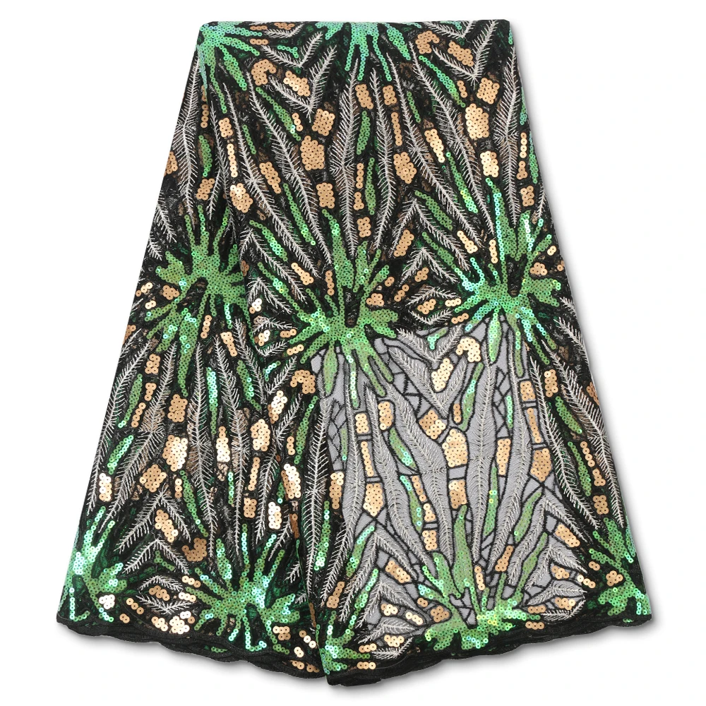 

Nigerian Sequins Lace Fabrics African Lace Fabric 2020 High Quality Lace French Net Lace Fabric For Wedding Sewing YA3776B-1