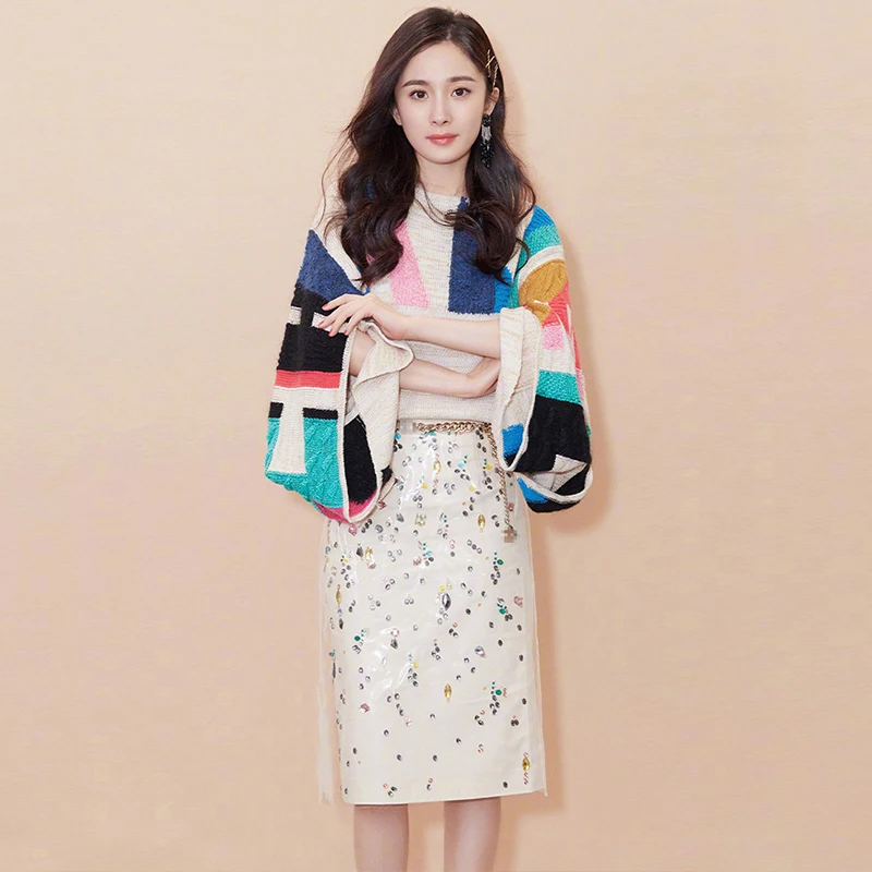 Осень-зима 2020 новый корейский цветной свитер с геометрическим рисунком и