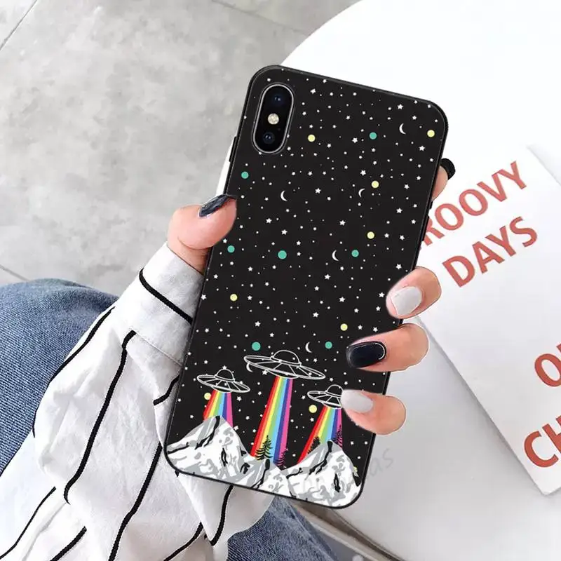 

alien space Aesthetics Cute Cartoon luxury protective coque Phone Case for iPhone 11 12 pro XS MAX 8 7 6 6S Plus X 5S SE 2020 XR