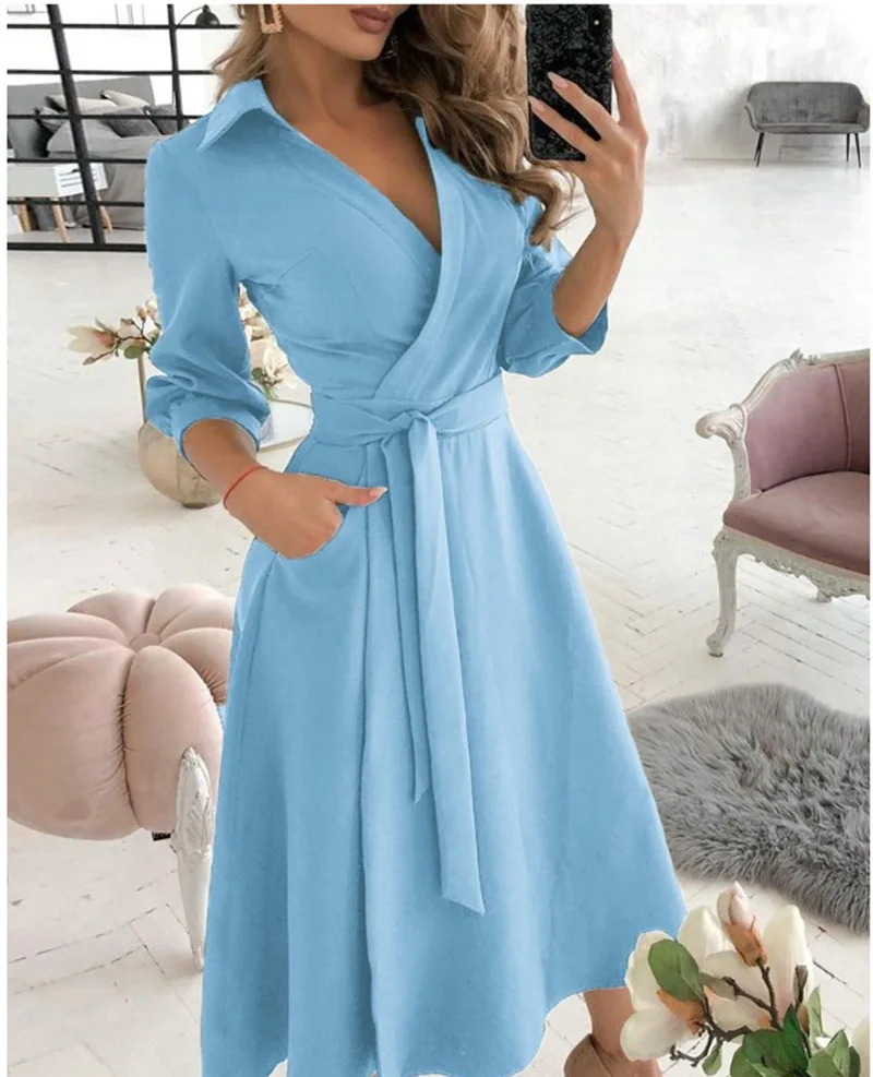 

Spring and summer fashion plus size ruched dress long-sleeved V-neck print bag hip dress women's clothing dress for women