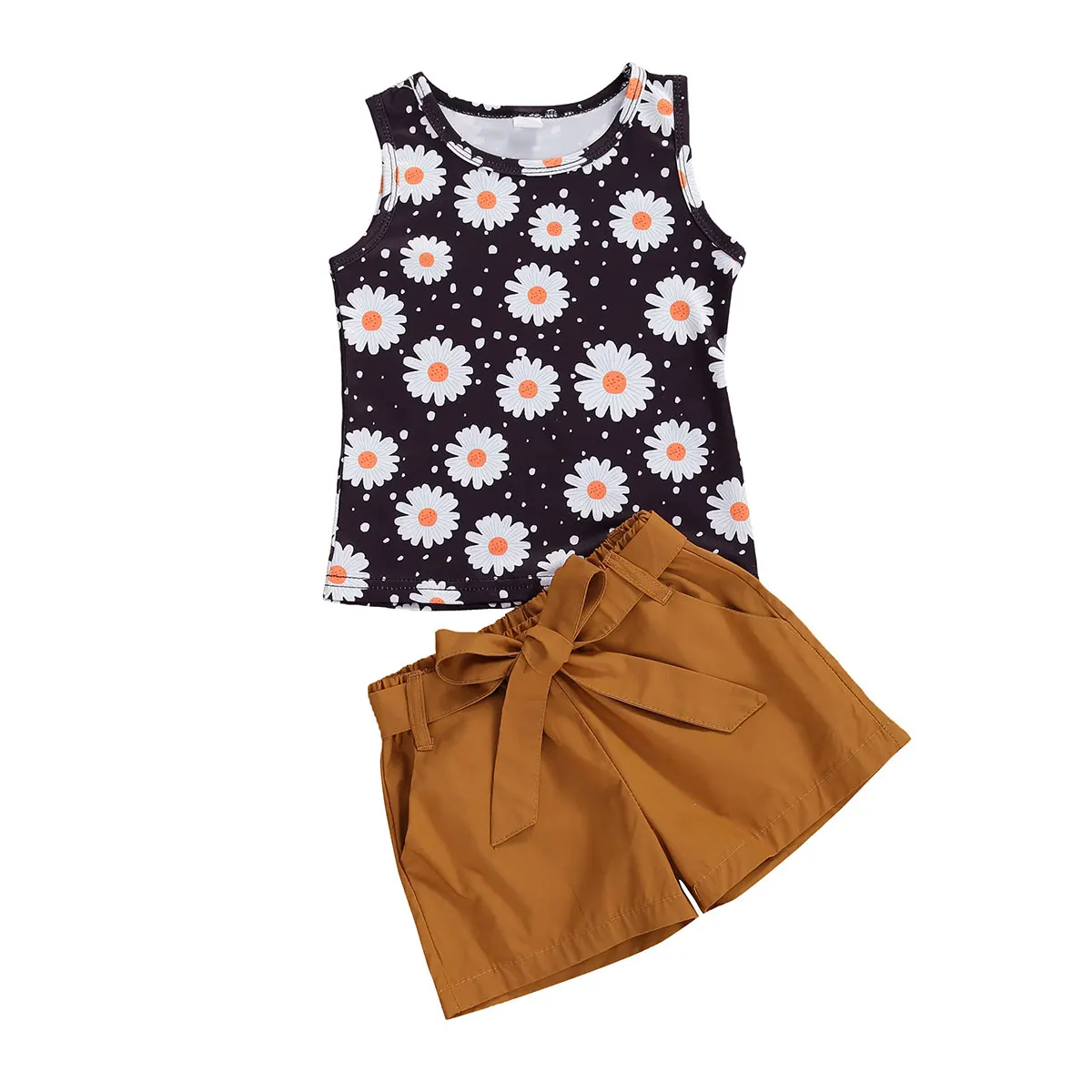 

Комплект из 2 предметов, Детский комплект, комплект Подсолнух, маргаритки Цветочный принт девочек с цветочным рисунком и с круглым вырезом, ...